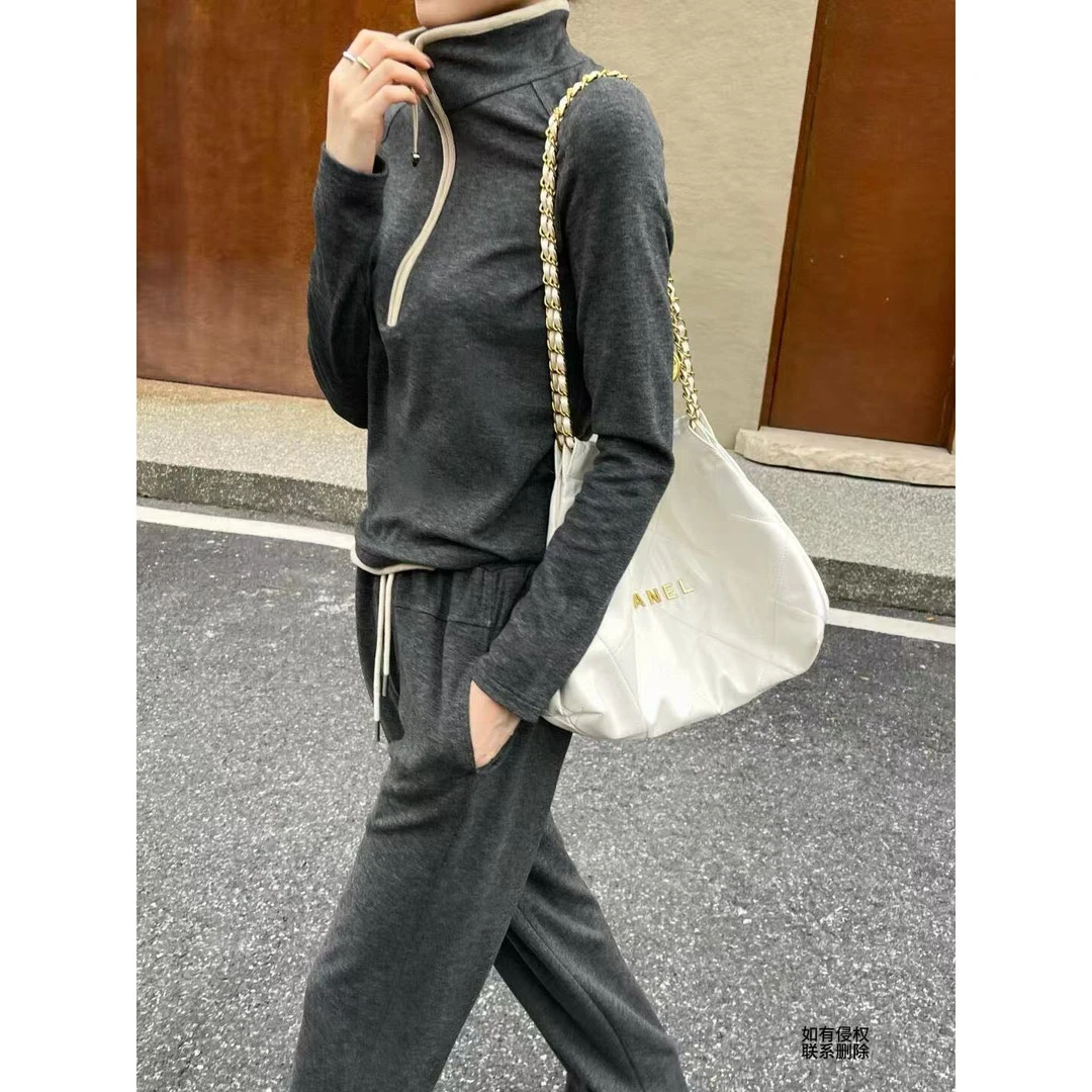 『朱小姐』 双面德绒半拉链休闲时尚套装 G265