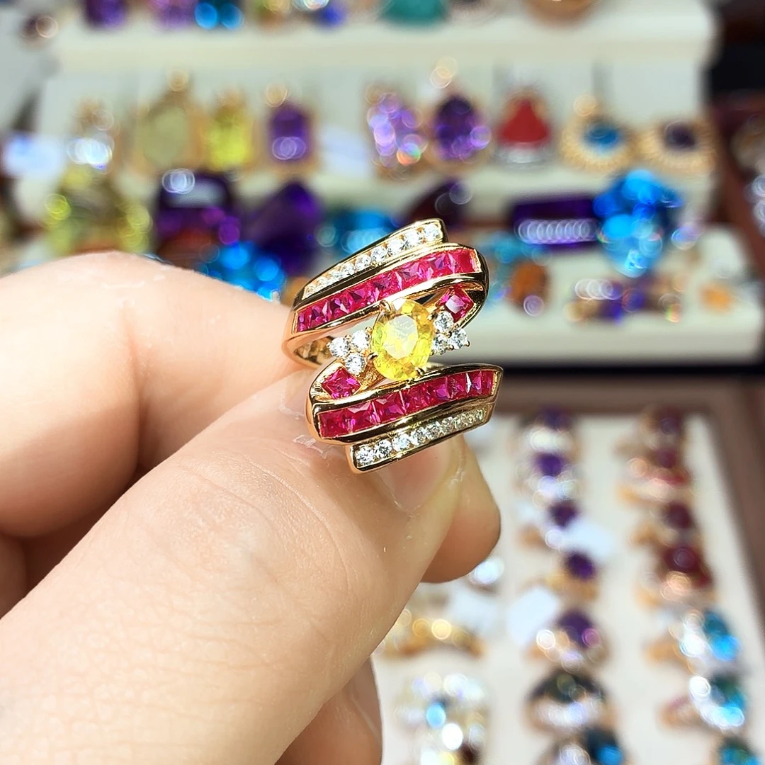 戒指银S925镶嵌蓝宝石