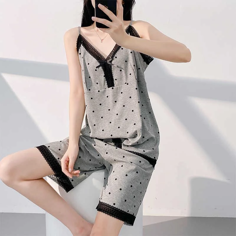 维多利亚性感吊带带胸垫睡衣女大码冰丝薄款可外穿家居服高档礼盒