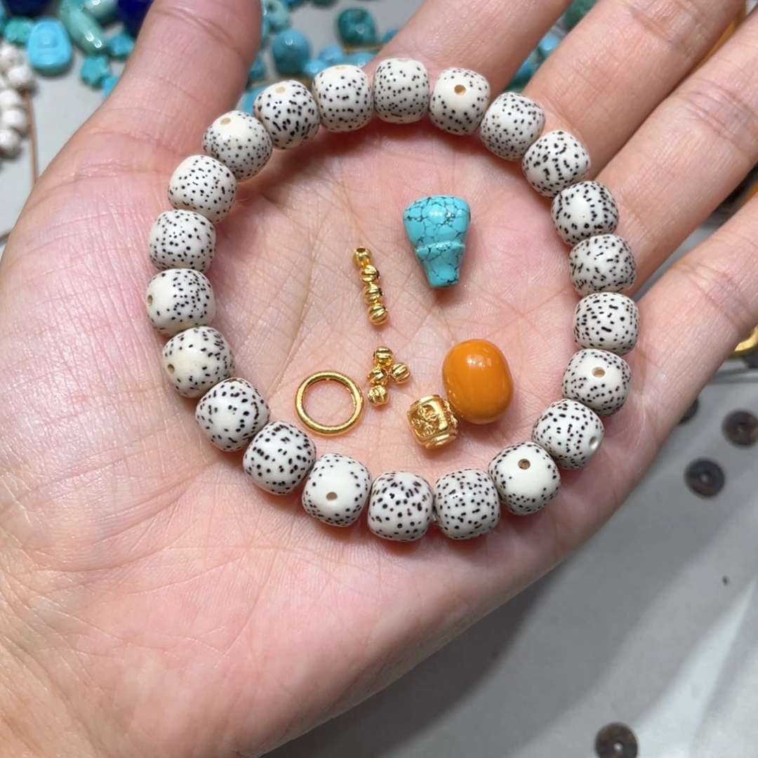 星月菩提手串星月菩提搭配绿松蜜蜡