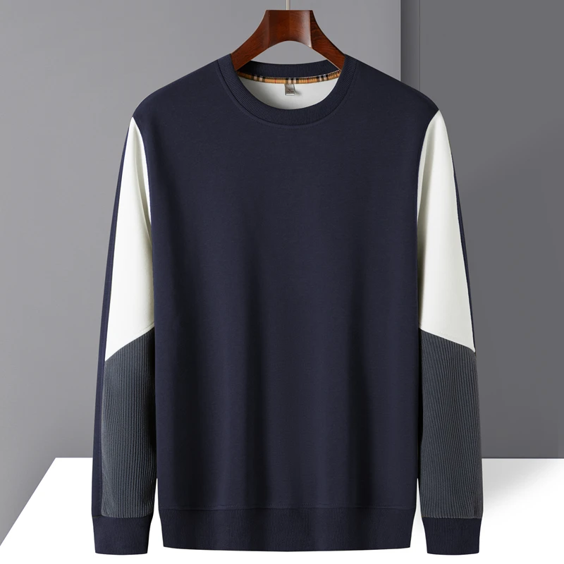 卫衣男春秋薄款打底衫圆领宽松休闲潮流秋季上衣长袖男装卫衣拼接