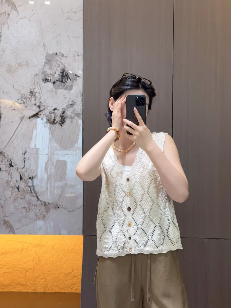 【亚楠本楠】呼吸◆国产和纸纱抗变形面料钩花镂空时尚针织衫7436