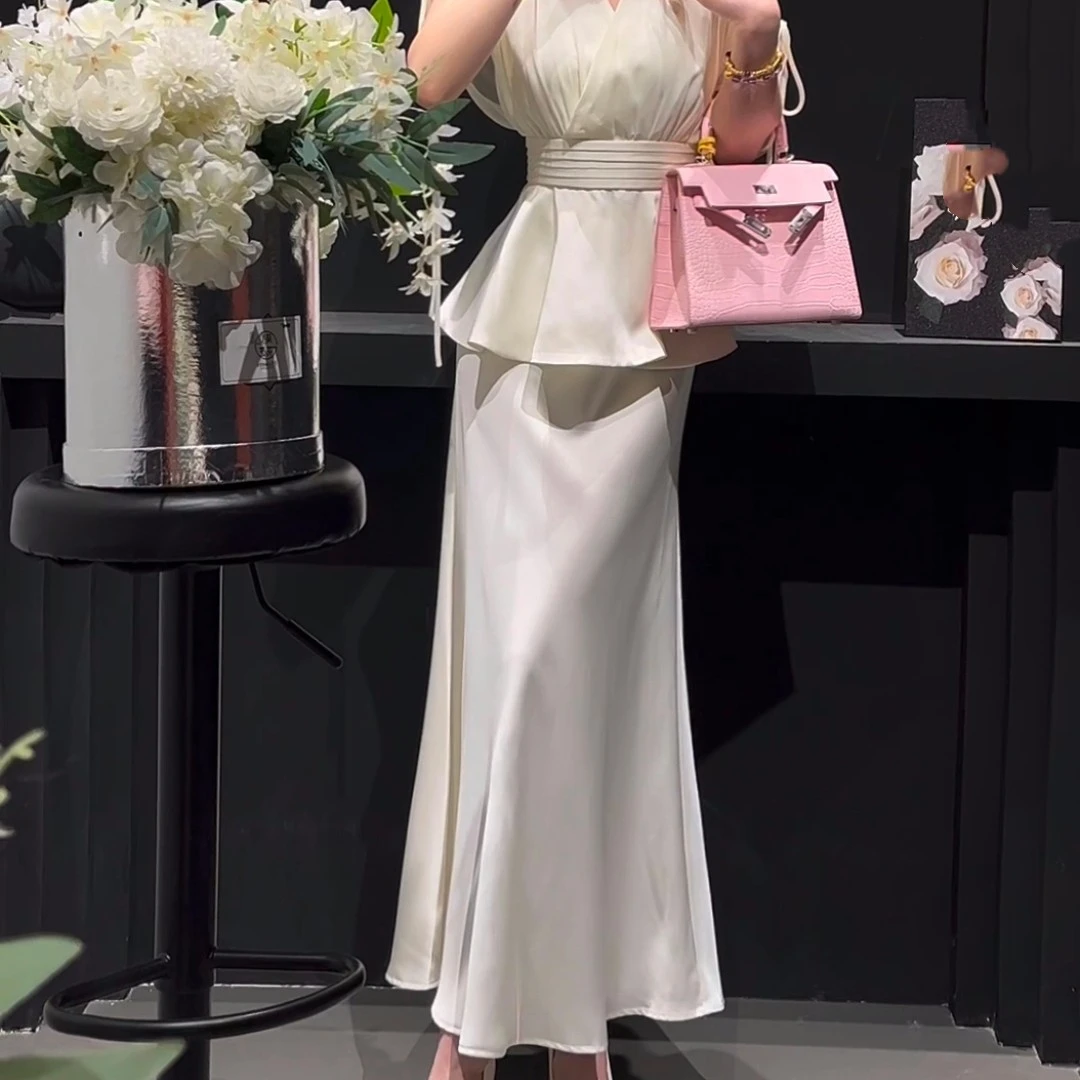 8287-B-4-1-4    法式醋酸半身裙夏新款高腰包臀鱼尾裙高级感显瘦