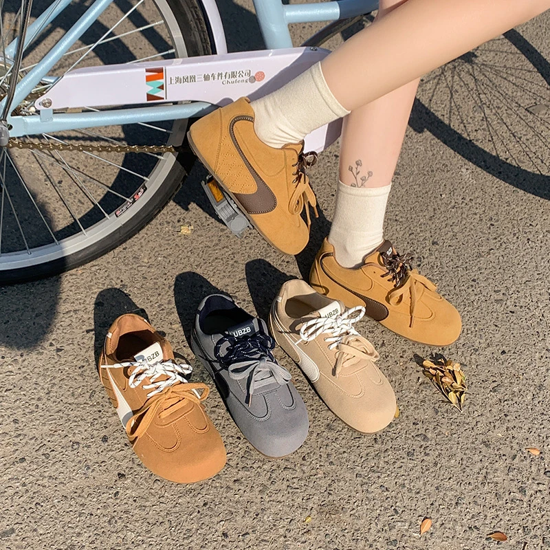 双鞋带德训乳胶鞋垫软底软面女鞋休闲百搭单鞋女