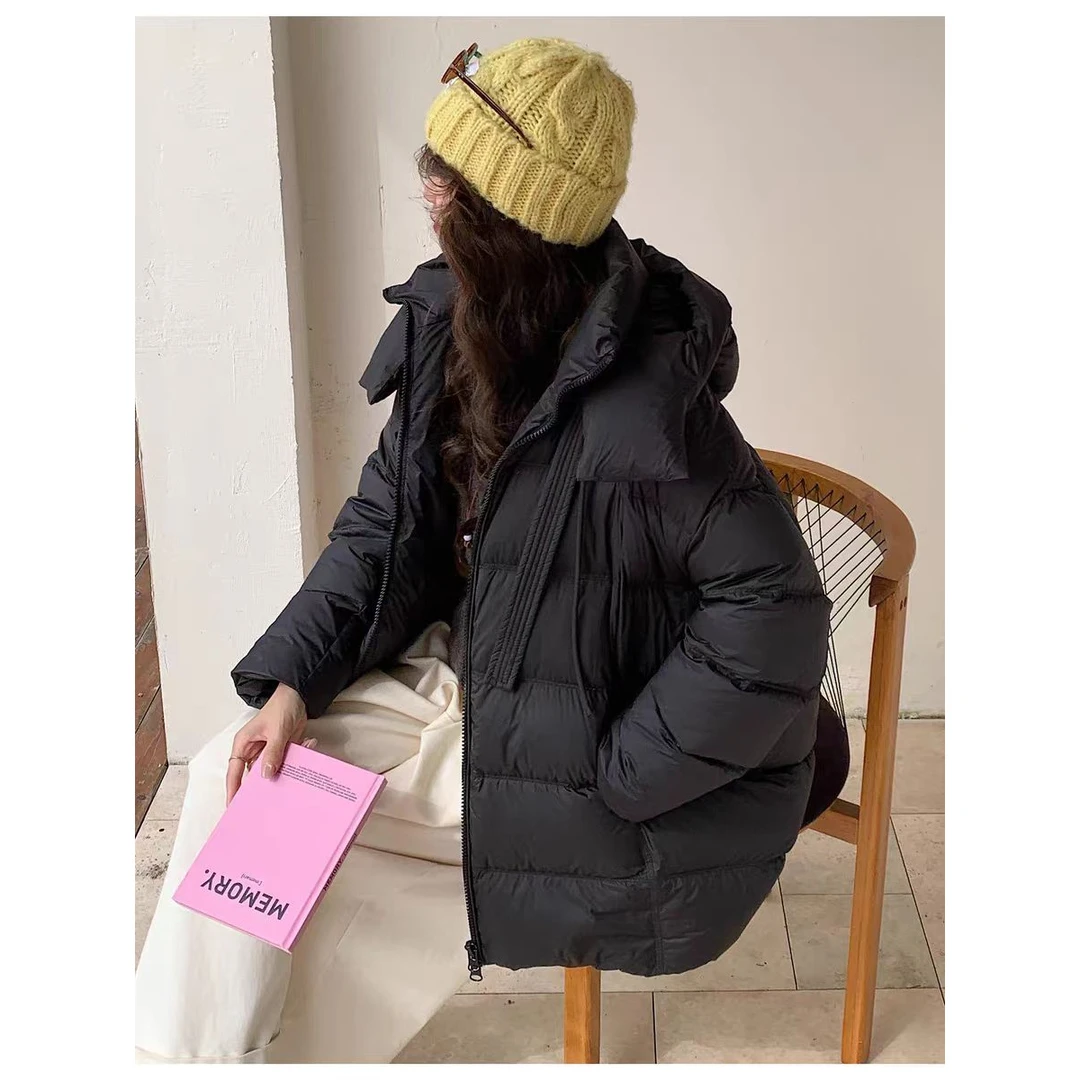 【喜家】-飘带连帽大被子羽绒服女2025年冬季新款白鸭绒加厚8823