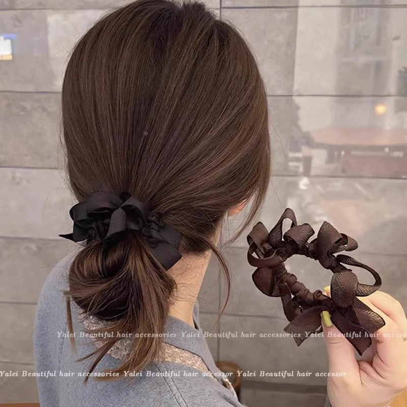 碧玺（处理）新疆西藏包邮同款蝴蝶结褶皱发圈女发量少发绳扎头皮