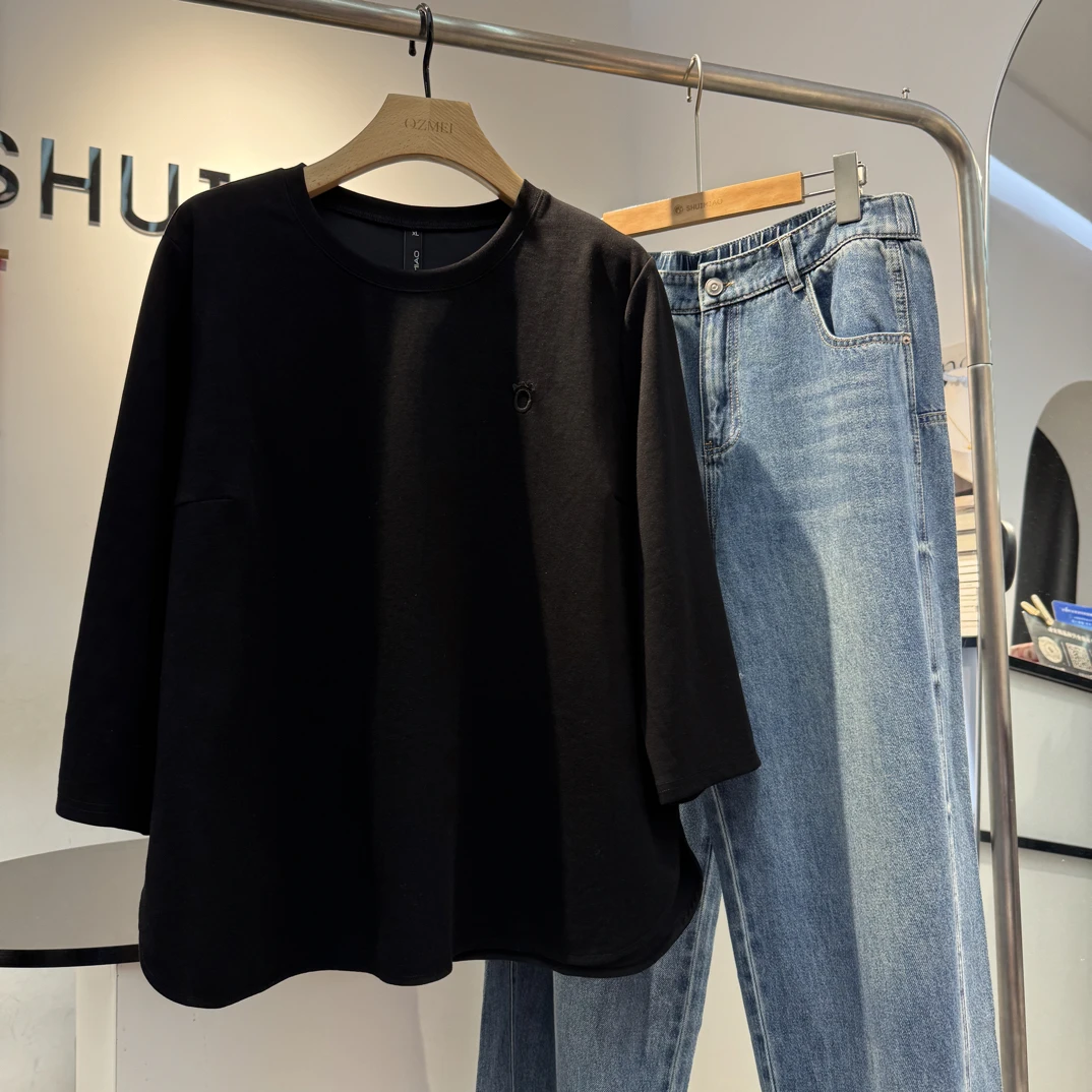 《水淼》2026新款-短款圆弧摆小衫2173时尚休闲百搭简约