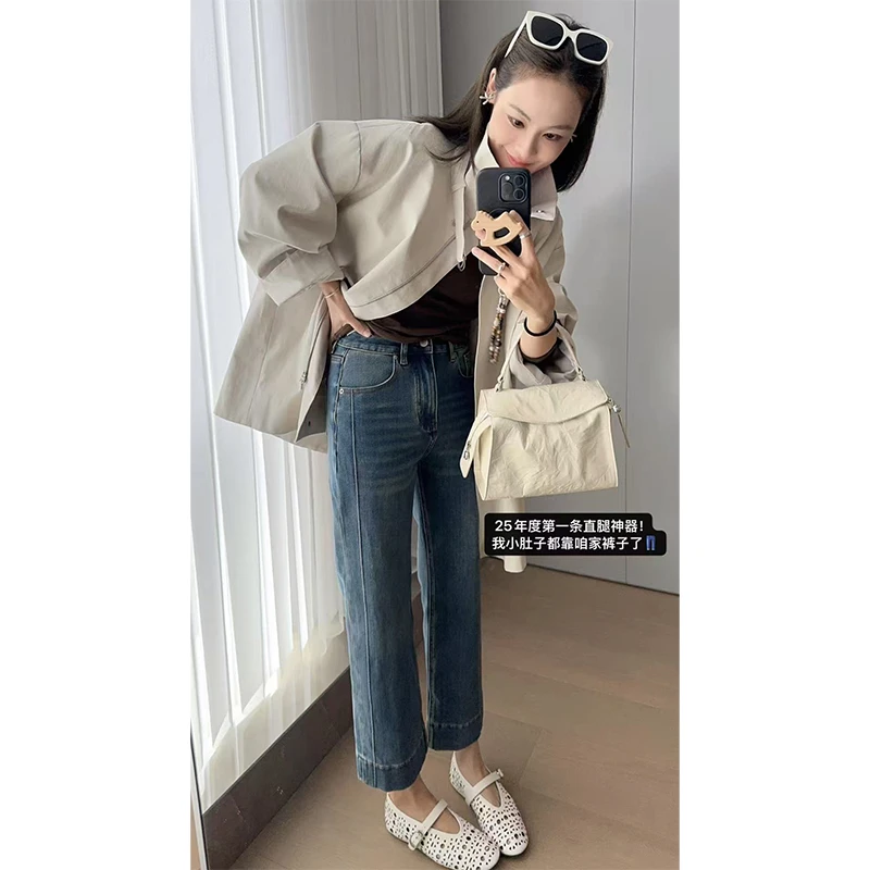 T美洋MEIYANG【60系列】电线杆牛仔裤 商场同款莱赛尔牛仔棉九分裤U