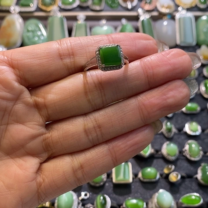 和田玉银S925镶嵌挂件