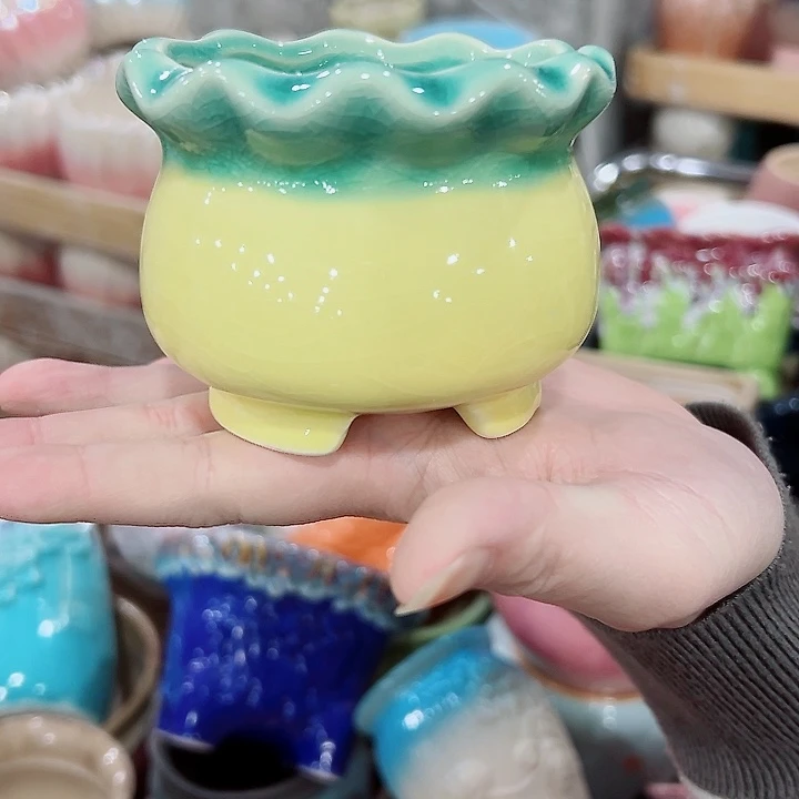 有孔.凑满10元发货多肉陶瓷花盆！