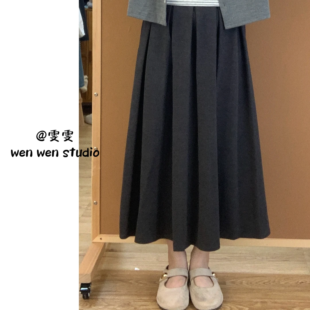 【雯雯】韩系半松紧百搭显瘦呢子百褶裙