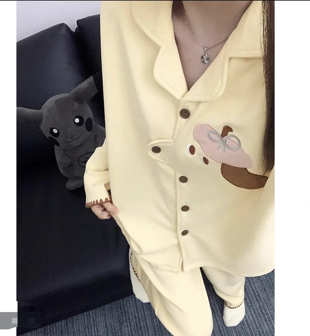 2025新款双面磨毛德绒睡衣女款秋冬季长袖长裤家居服套装