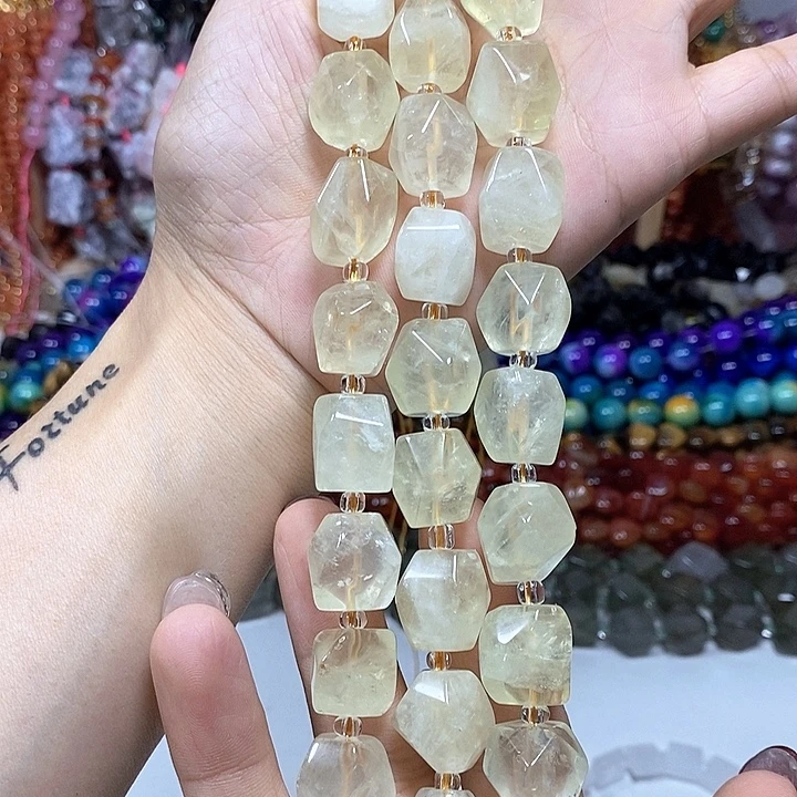 未镶嵌玛瑙/玉髓珠宝半成品天然柠檬晶切面卡14*16mm