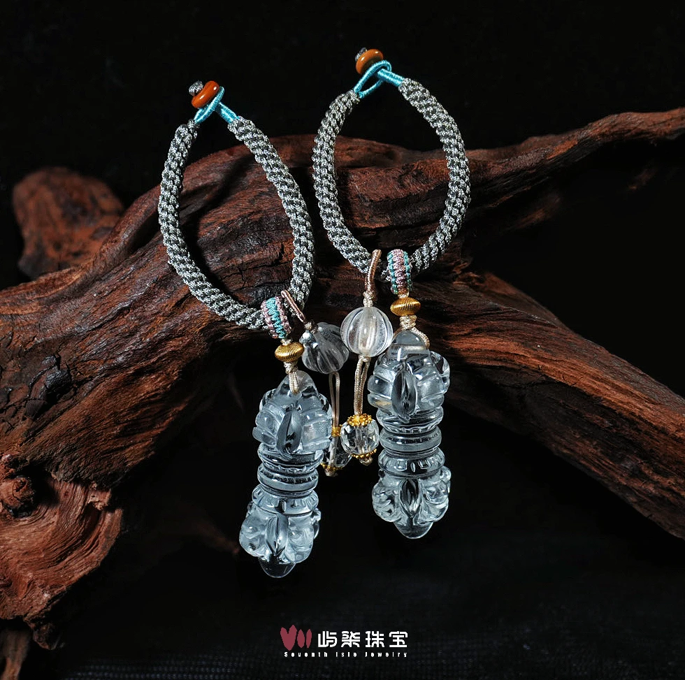 【要努力】G043 水晶银s925镶嵌 白水晶杵杵挂件多样性发一