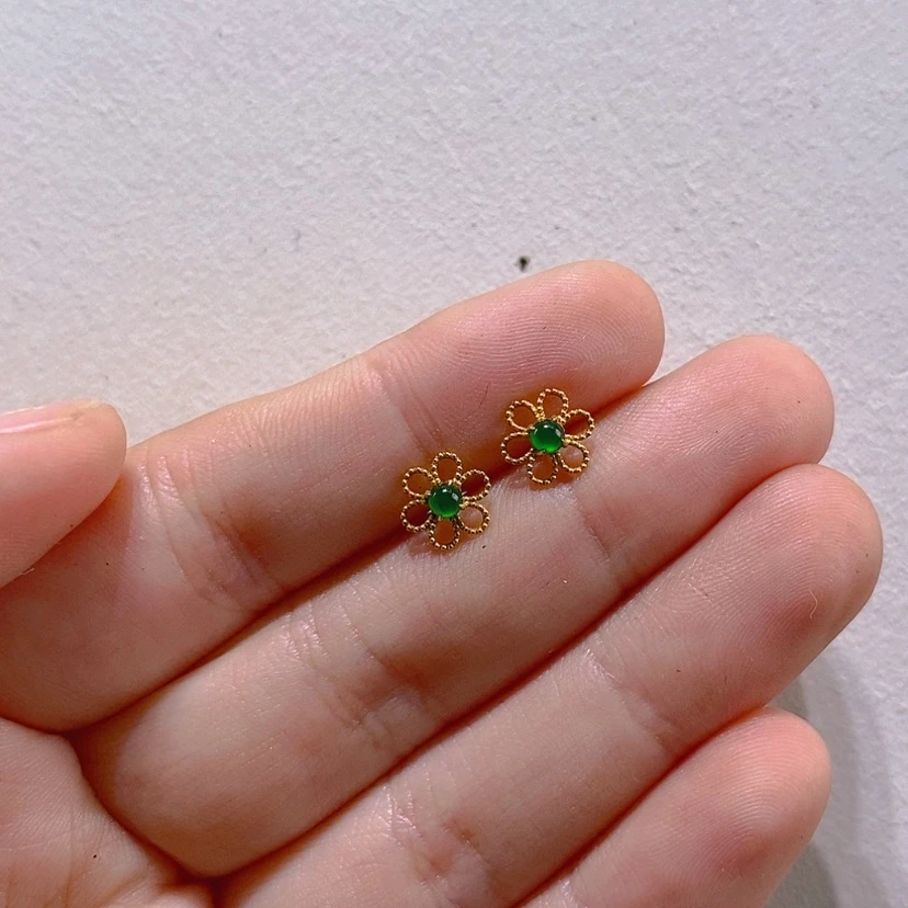 【闪购商品】18K金镶嵌翡翠耳饰