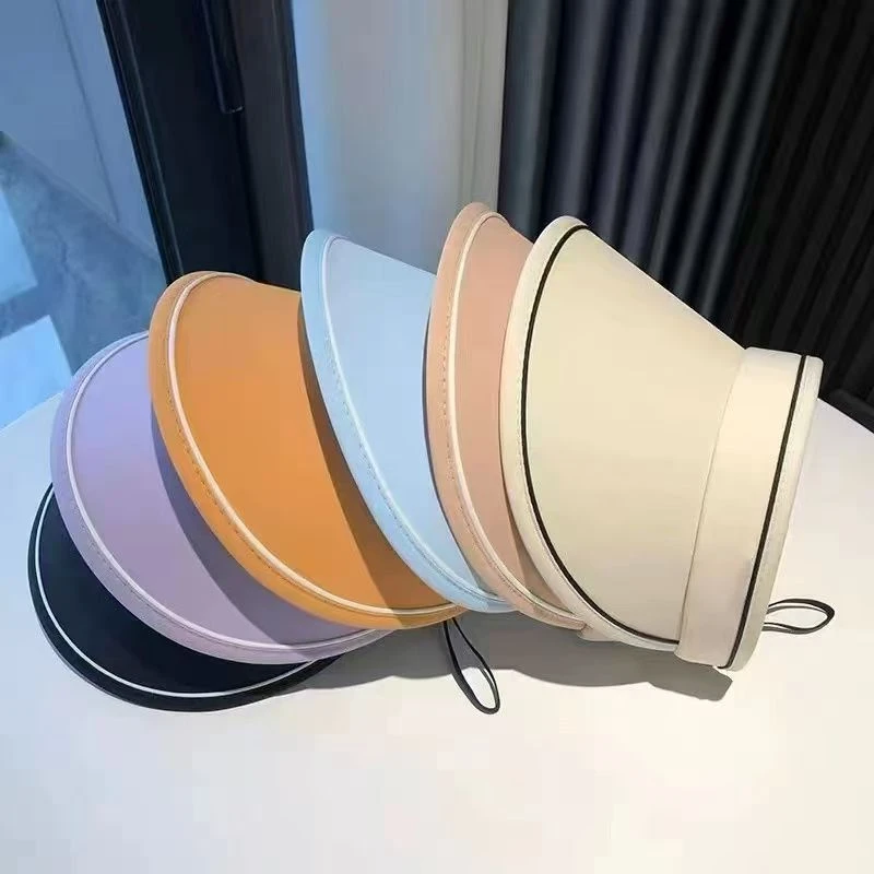 糖果帽空顶防晒帽大帽檐uv防紫外线遮脸遮阳帽骑车吹不翻太阳帽子