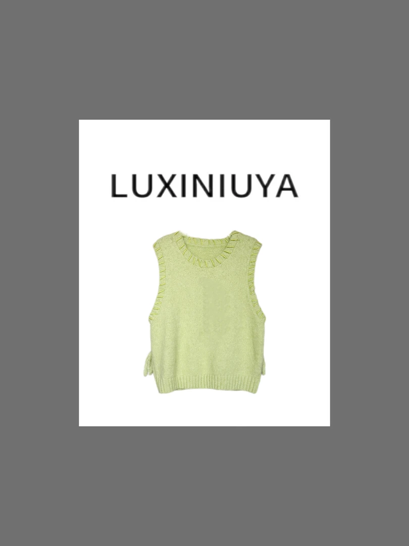【LUXINIUYA】冬季新款小马甲无袖针织背心毛衣坎肩马甲#CX1930