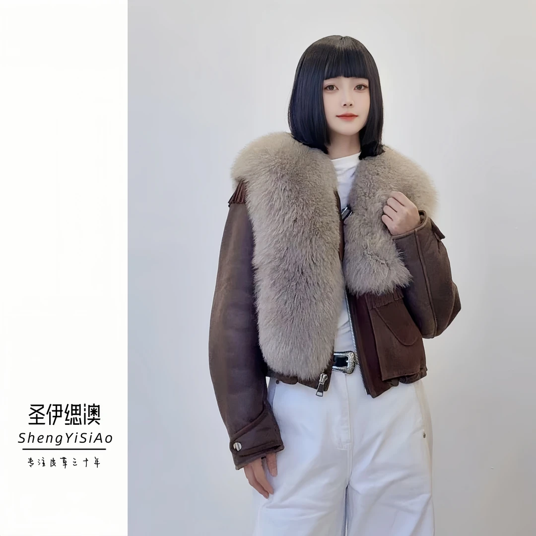 媛媛.Entry lux | 25冬新款复古反绒美利奴真皮真毛皮毛一体-581