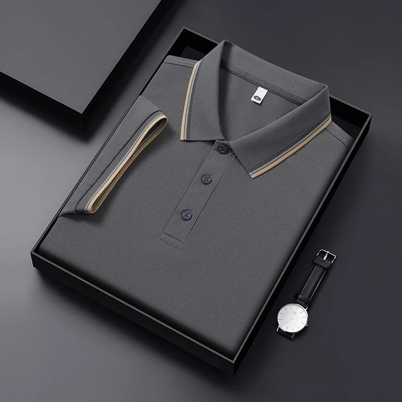 短袖商务休闲圆领夏季翻领T恤丝光棉潮流速干商务上衣运动