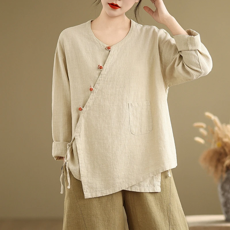 新款禅服女佛系禅意女装春夏外套禅修居士服棉麻素衣盘扣上衣