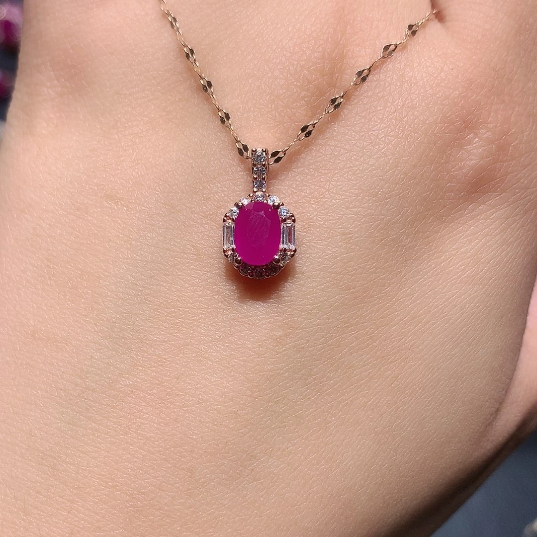 吊坠(赠链)红宝石银S925镶嵌