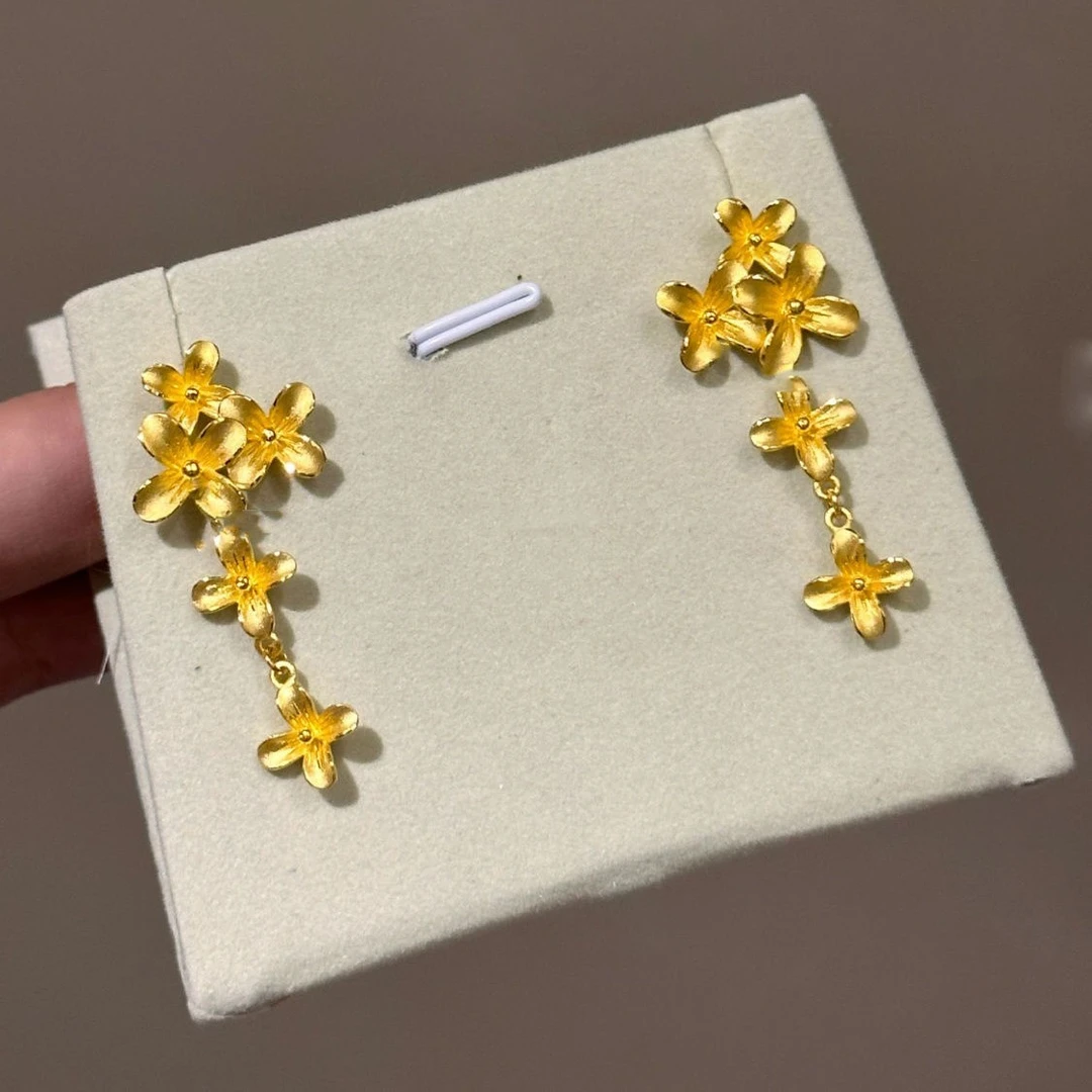 铜合金耳饰 金色桂花耳钉轻奢高级网红爆款小众百搭设计气质耳饰