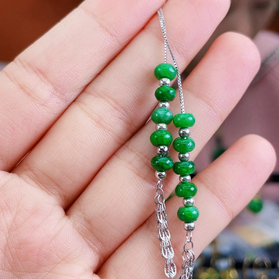 翡翠银S925镶嵌耳饰