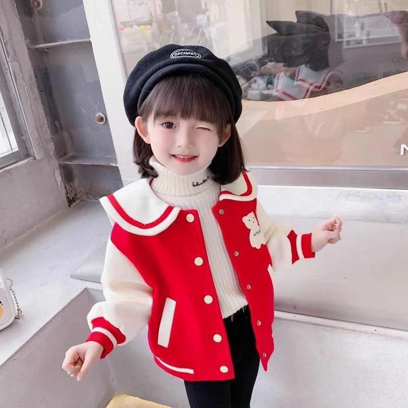 新款女童春秋洋气韩版开衫外套学院风