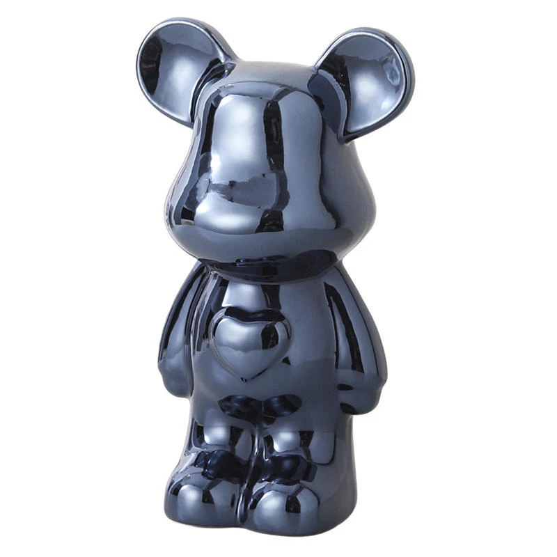 网红爱心暴力熊高档陶瓷轻奢客厅酒柜新款软装饰品公仔电视柜摆件