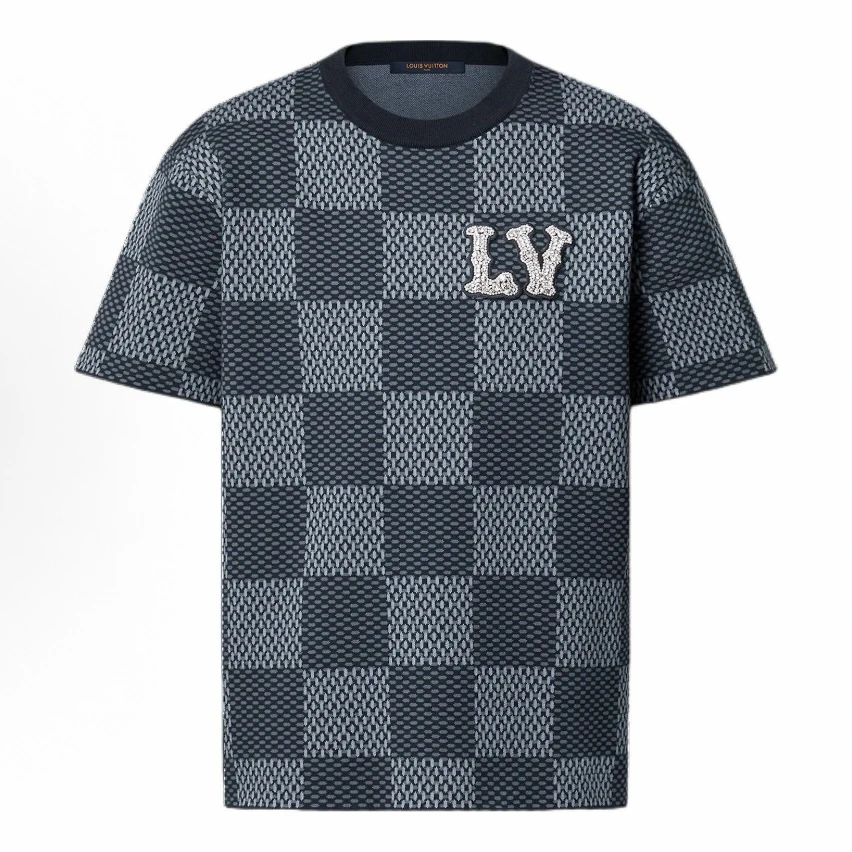 未使用 LouisVuitton/路易威登 菲董棋盘格 串珠短袖 XL码 md2013