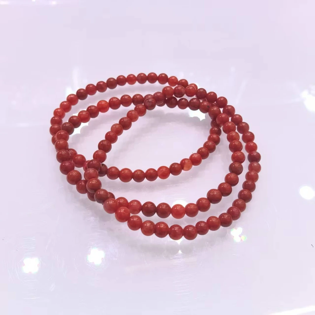 【村有晶品】天然柿子红单圈手链 多样性发一件 约4mm 292ZBLQ