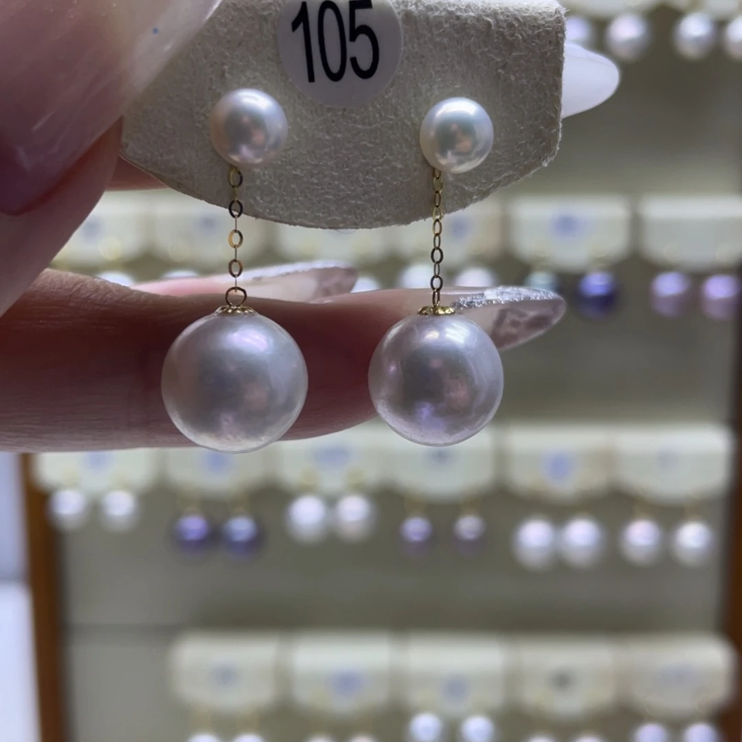 淡水珍珠耳饰18K金镶嵌