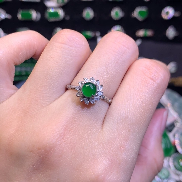 【闪购商品】翡翠戒指银S925镶嵌天然翡翠