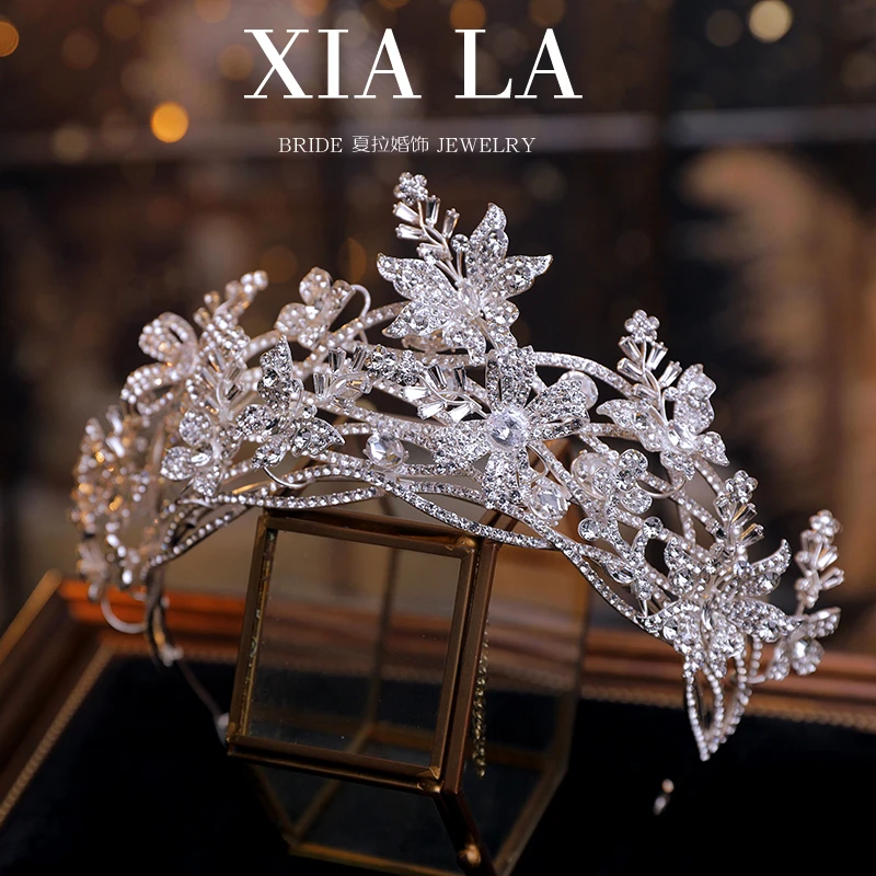 夏拉皇冠配饰结婚银色婚饰高档甜美精美仙气唯美花朵网红立体头冠