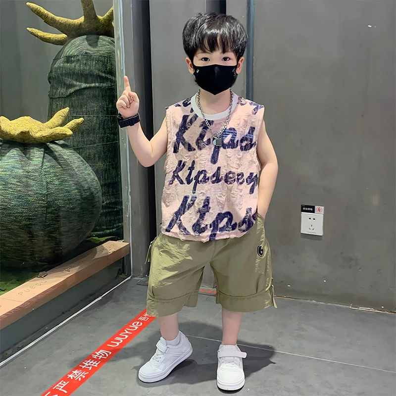 男童夏装套装2025新款酷帅气儿童夏款背心宝宝无袖夏季薄款潮男孩