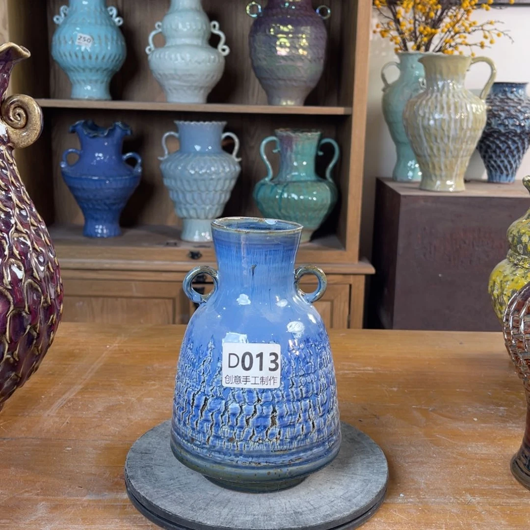 摆件陶瓷花瓶高19口径5微瑕清仓特价