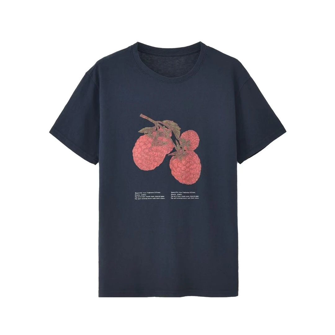 【荔枝季】自留 手绘感荔枝图案宽松T恤