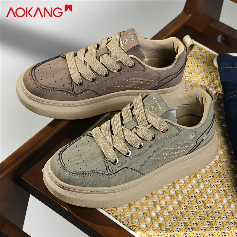 Aokang/奥康2025秋季男士时尚百搭男鞋复古潮流厚底耐磨休闲板鞋