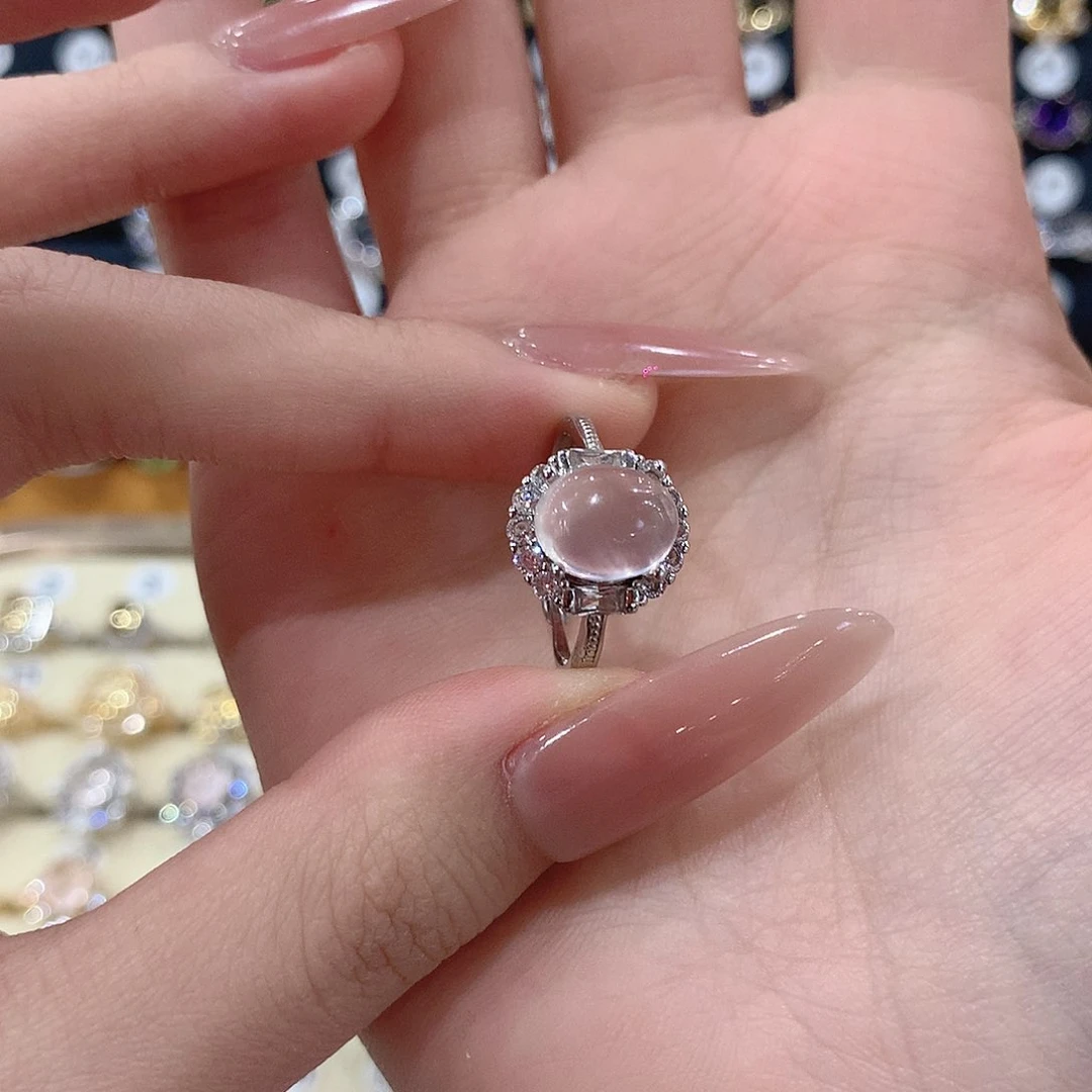 芙蓉石戒指银S925镶嵌阳****葵