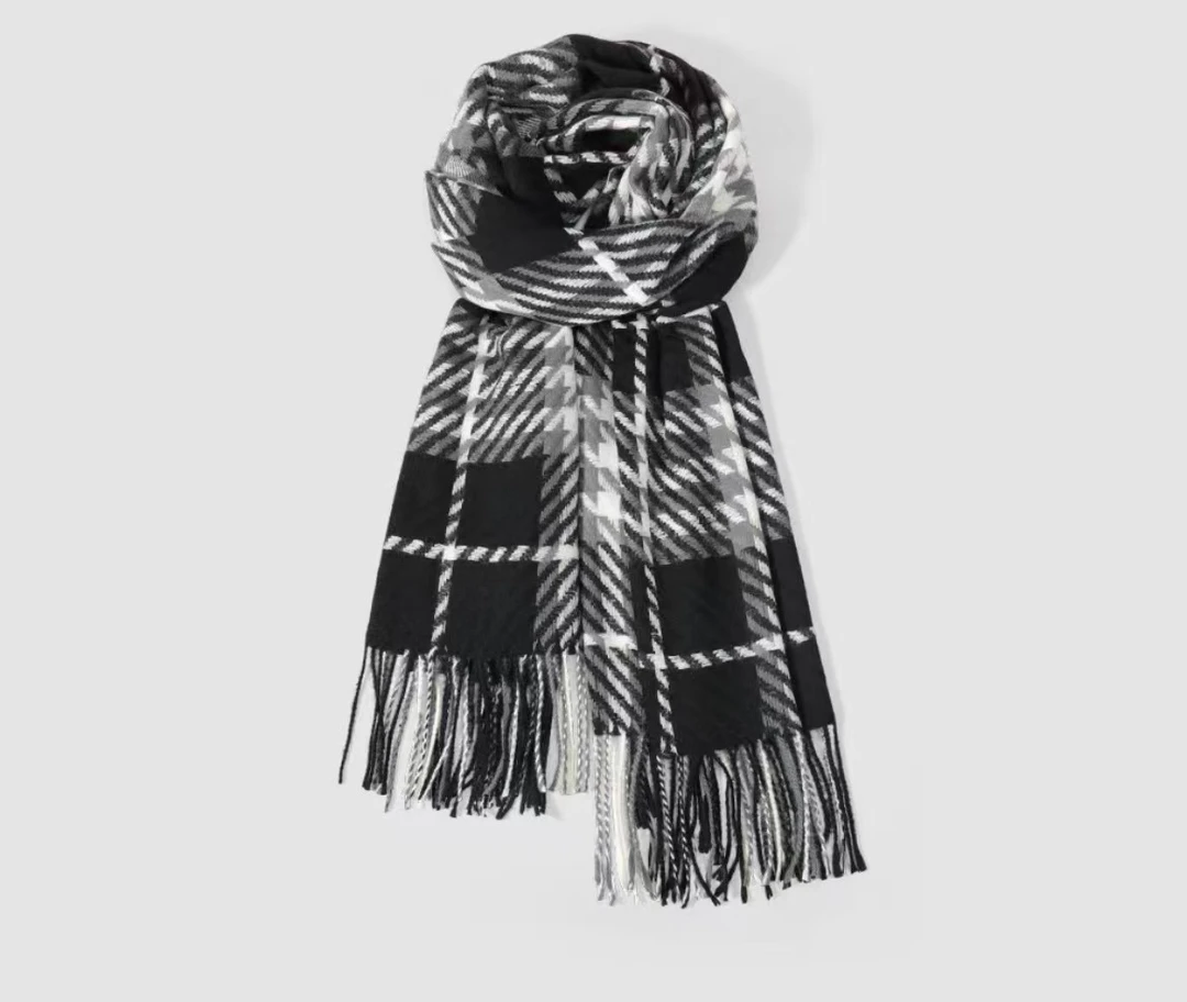 (2条)围巾厚款梭织保暖灰色经典男士休闲长款流苏围脖纯色女士