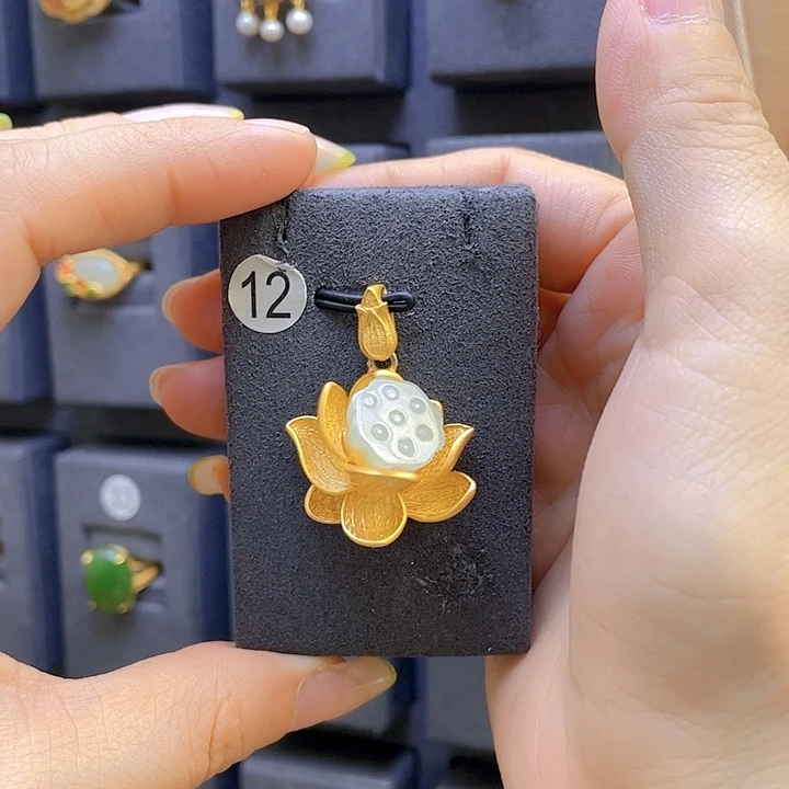 和田玉银S925镀金镶嵌颈饰