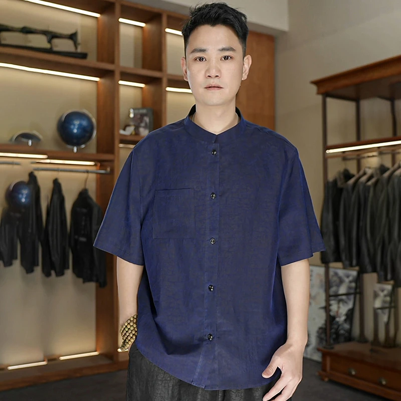 【碧海青天】2025男士香云纱100桑蚕丝新中式国风立领套装002LB