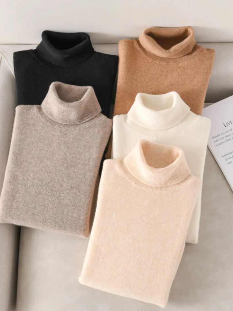 正品100%纯羊毛衫女高领百搭羊绒针织冬季新品网红羊绒打底衫