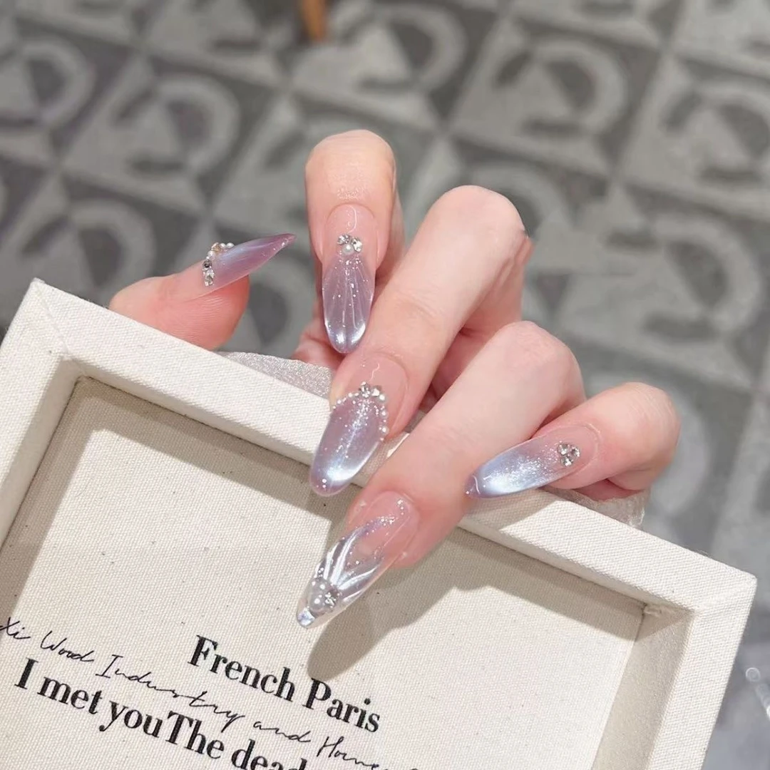 【紫姬人鱼】温柔少女高级气质纯欲猫眼美甲纯手工穿戴甲