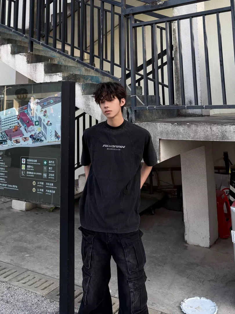 【鲨了个鱼】 2025夏季240克重磅美式复古vibe宽松洗水短袖T恤