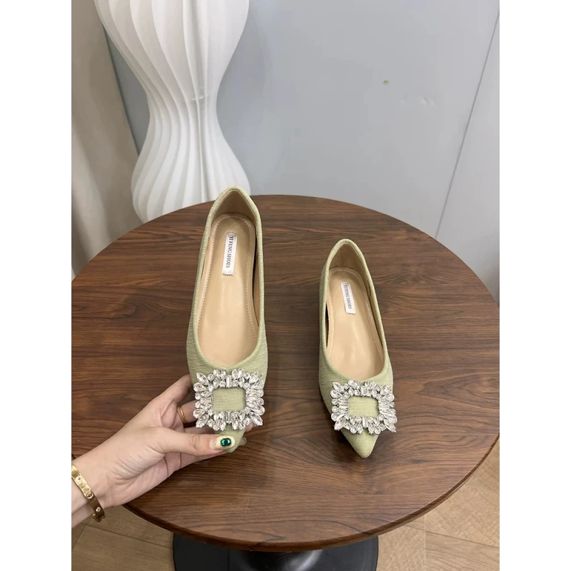 内增高单鞋女鞋子2025新款平底尖头小个子玛丽珍春夏季浅口奶奶鞋