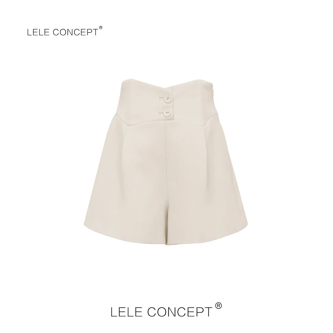 LELE CONCEPT丨高腰两粒扣简约短裤减龄显瘦款休闲时尚百搭K0041