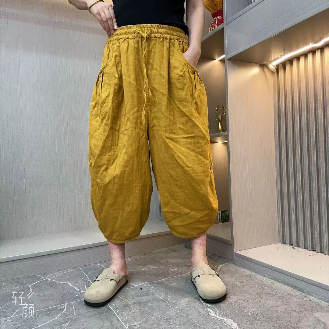 夏季新款时尚休闲双层棉沙薄款灯笼裤宽松