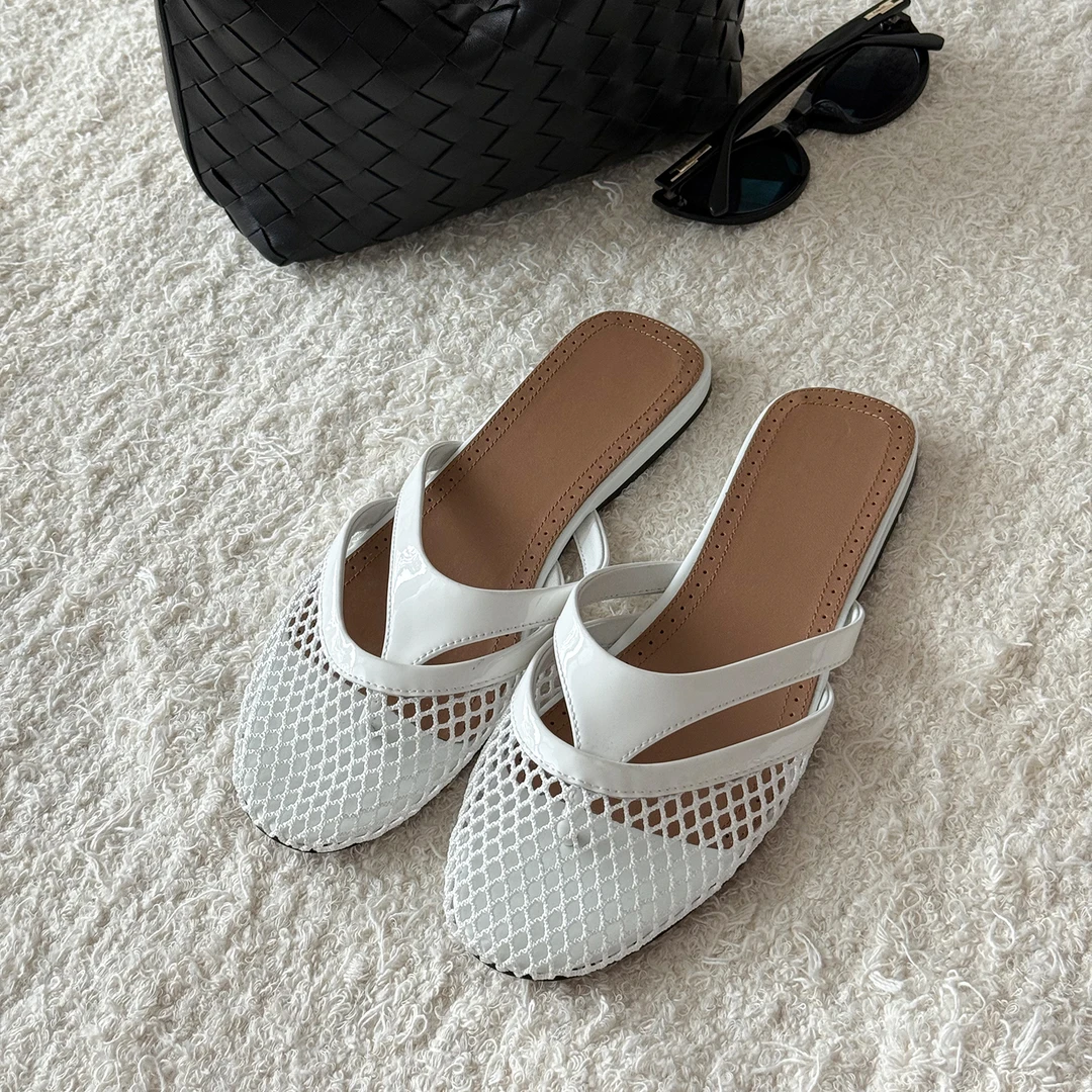 靠谱。【夏日新宠】新款法式镂空编织包头半拖鞋KP250824