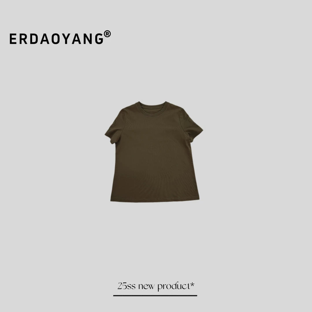 ERDAOYANG "暗脉" 早春新款简约袖口花纹短袖DX1197